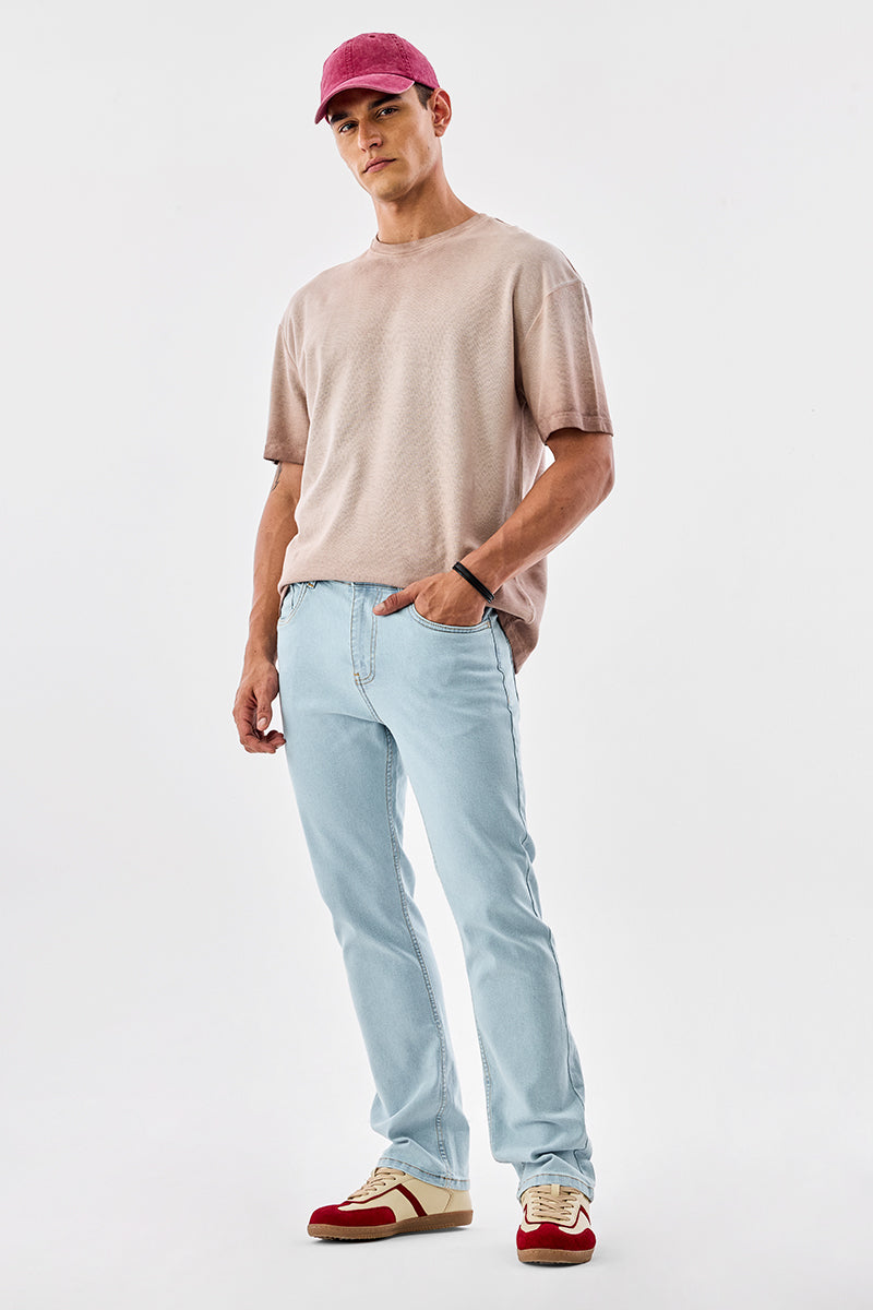 Men's Blue Casual Straight Fit Solid Jeans