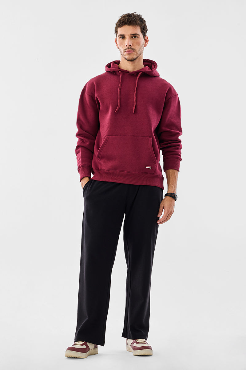 Men's Black Casual Baggy Fit Solid Trousers