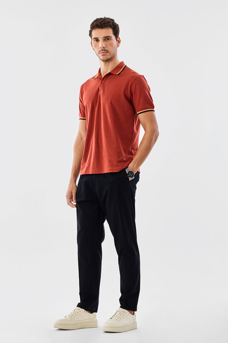 Men's Black Casual Slim Fit Solid Chinos