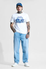 Men's Blue Casual Wide Leg Fit Jeans