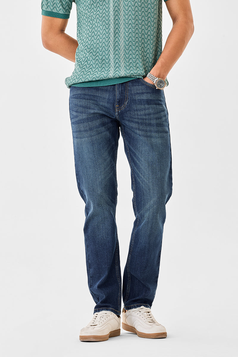 Men's Blue Casual Regular Fit Solid Jeans