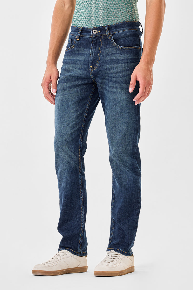 Men's Blue Casual Regular Fit Solid Jeans