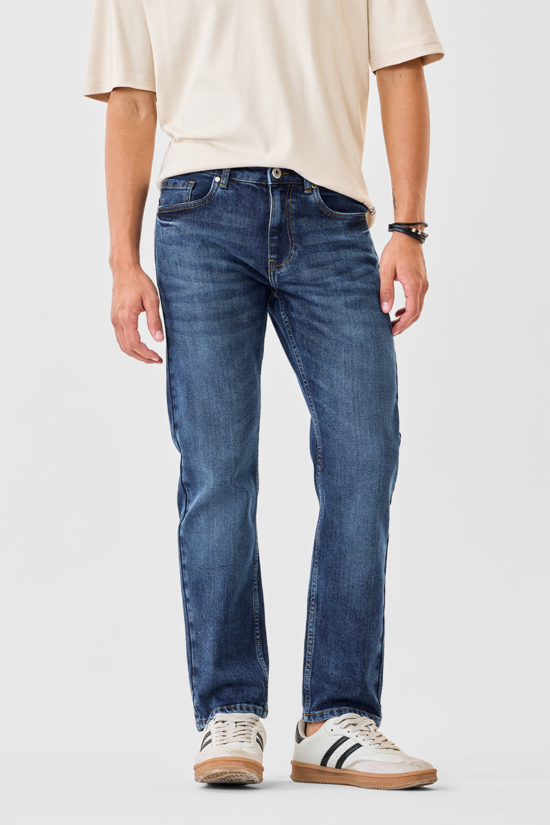 Men's Blue Casual Regular Fit Solid Jeans