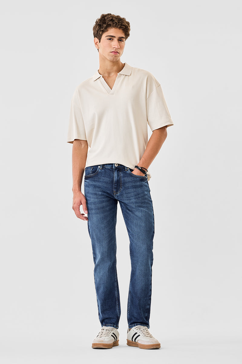 Men's Blue Casual Regular Fit Solid Jeans