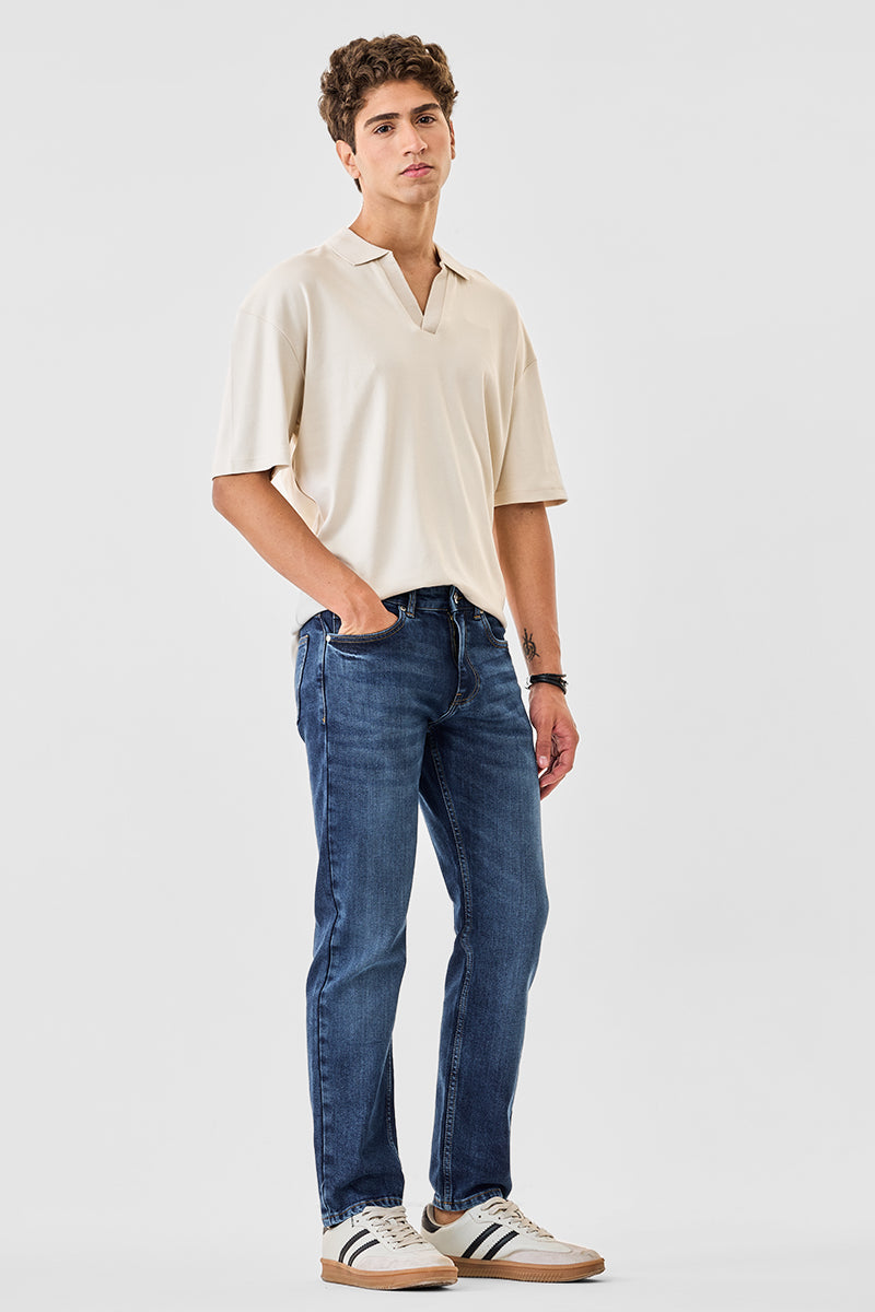 Men's Blue Casual Regular Fit Solid Jeans