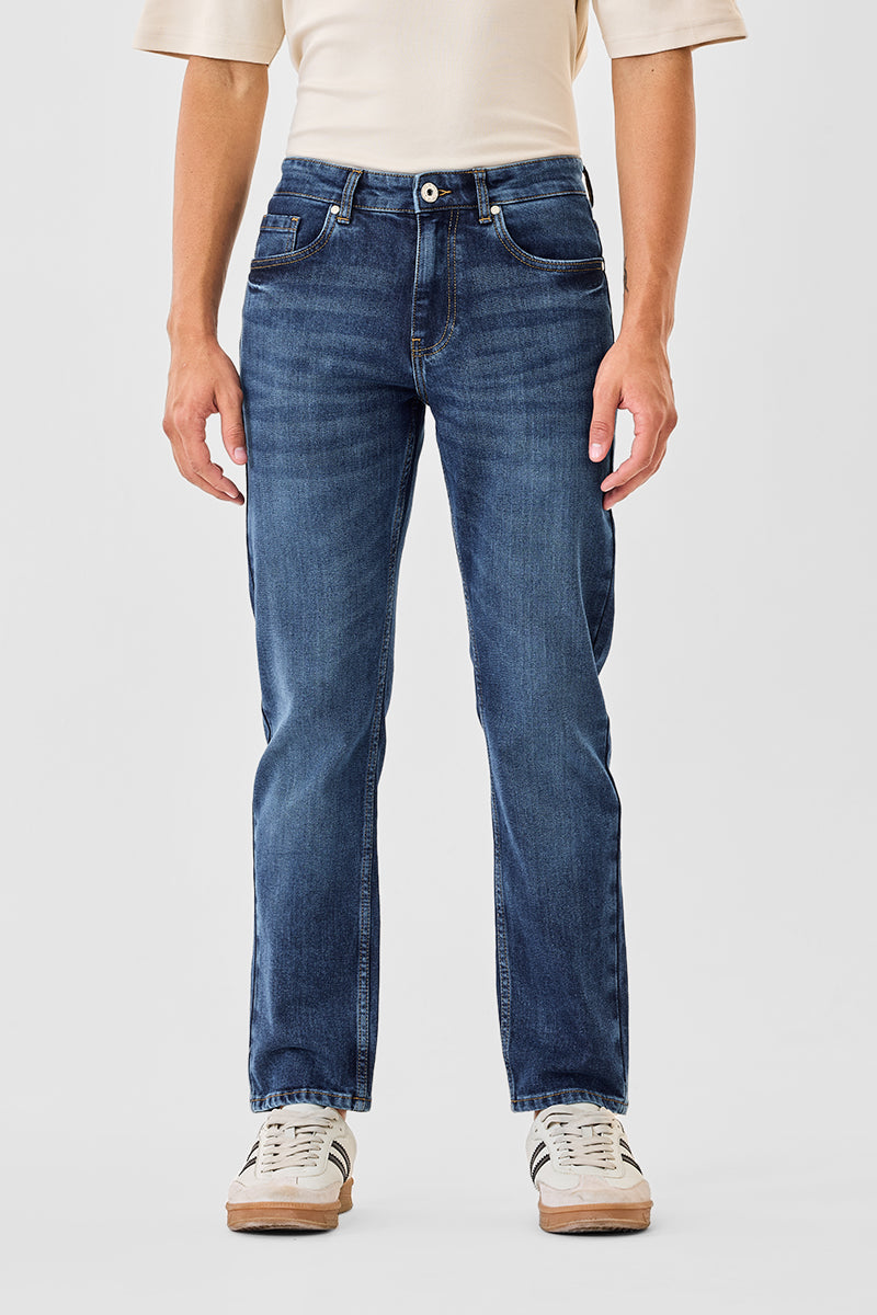 Men's Blue Casual Regular Fit Solid Jeans