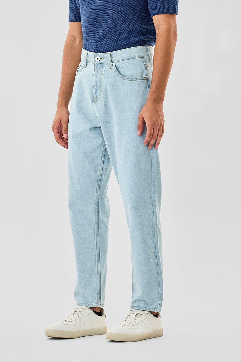 Men's Blue Casual Baggy Fit Solid Jeans