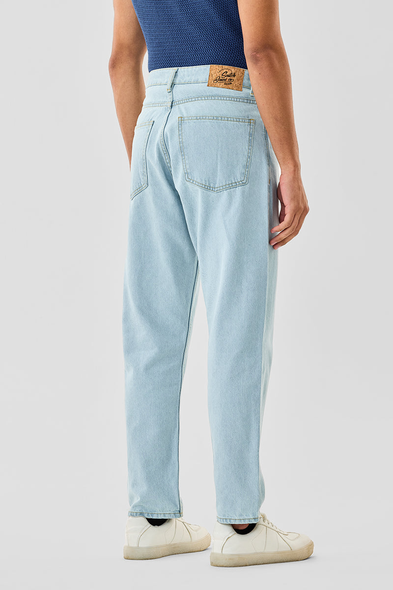 Men's Blue Casual Baggy Fit Solid Jeans