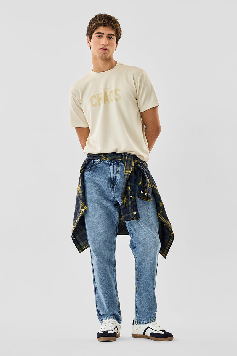 Men's Blue Casual Baggy Fit Solid Jeans