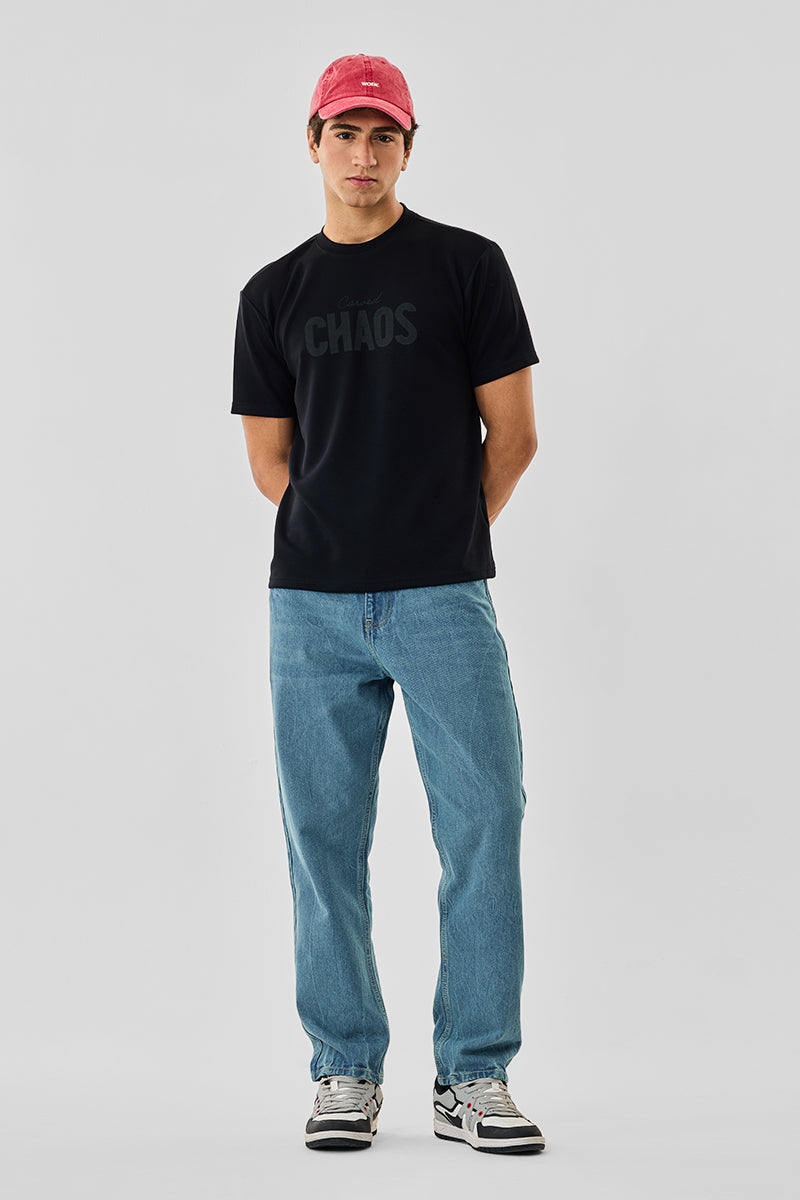 Men's Blue Casual Baggy Fit Solid Jeans