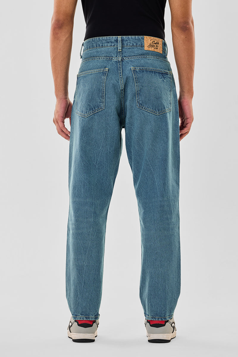 Men's Blue Casual Baggy Fit Solid Jeans