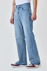 Men's Blue Casual Flared Fit Solid Jeans