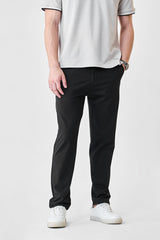 Men's Black Casual Regular Fit Solid Trousers