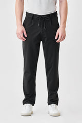 Men's Black Casual Regular Fit Solid Trousers