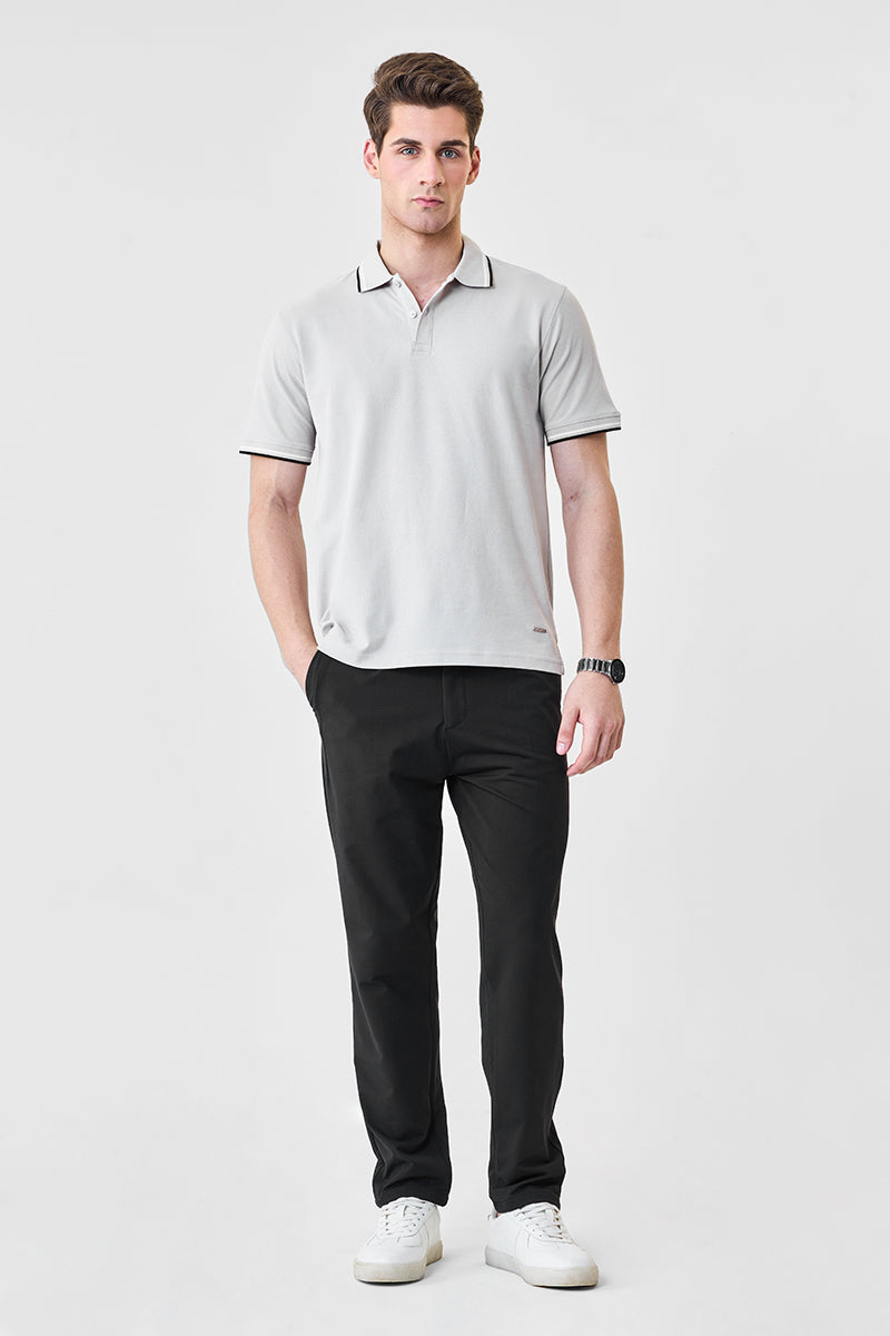 Men's Black Casual Regular Fit Solid Trousers
