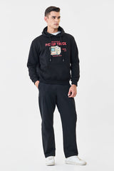 Men's Black Casual Regular Fit Solid Trousers