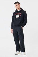 Men's Black Casual Regular Fit Solid Trousers