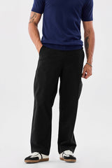 Men's Black Casual Baggy Fit Solid Trousers
