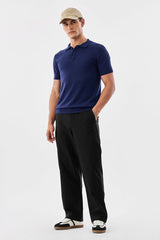 Men's Black Casual Baggy Fit Solid Trousers