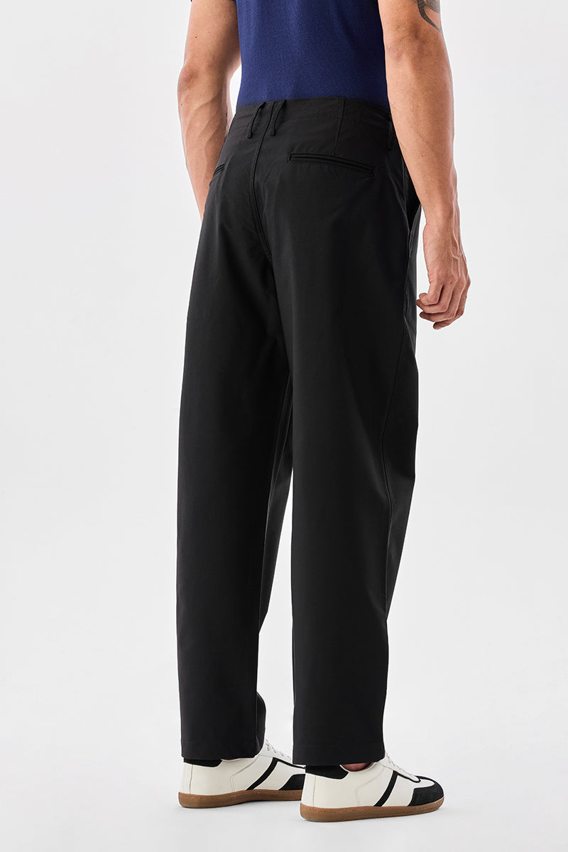 Men's Black Casual Baggy Fit Solid Trousers
