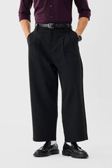 Men's Black Casual Baggy Fit Solid Trousers