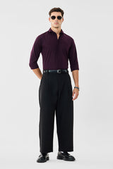 Men's Black Casual Baggy Fit Solid Trousers