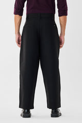 Men's Black Casual Baggy Fit Solid Trousers