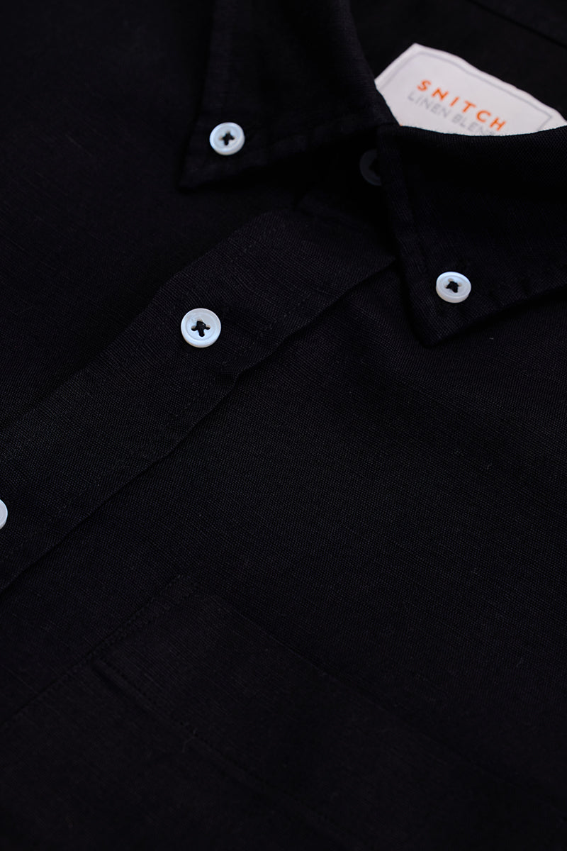 Men's Black Formal Slim Fit Solid Full Sleeves Shirt