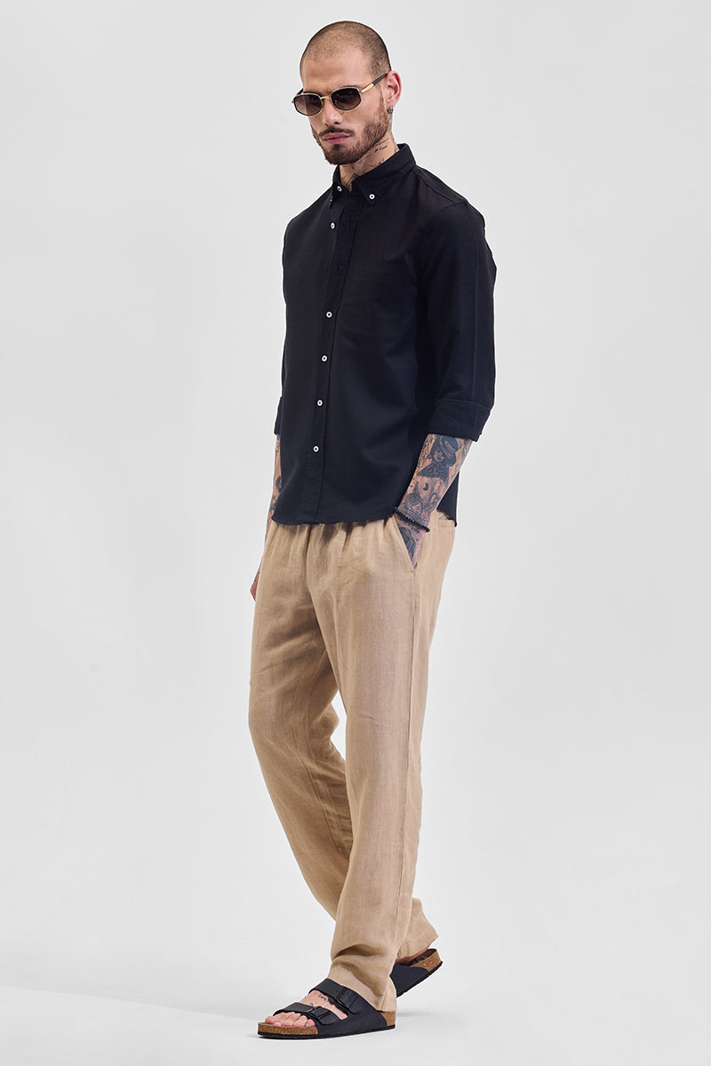 Men's Black Formal Slim Fit Solid Full Sleeves Shirt