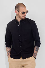 Men's Black Formal Slim Fit Solid Full Sleeves Shirt