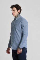 Men's Navy Casual Slim Fit Checkered Full Sleeves Shirt