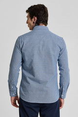 Men's Navy Casual Slim Fit Checkered Full Sleeves Shirt