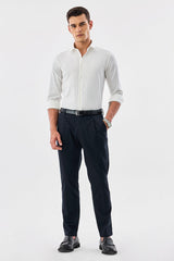 Men's White Casual Slim Fit Jacquard Full Sleeves Shirt