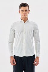 Men's White Casual Slim Fit Jacquard Full Sleeves Shirt