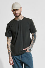Men's Green Casual Slim Fit Solid Half Sleeves Tshirt