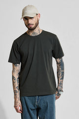 Men's Green Casual Slim Fit Solid Half Sleeves Tshirt