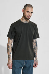 Men's Green Casual Slim Fit Solid Half Sleeves Tshirt
