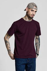Men's Red Casual Slim Fit Solid Half Sleeves Tshirt