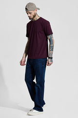 Men's Red Casual Slim Fit Solid Half Sleeves Tshirt