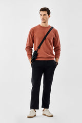 Men's Orange Casual Regular Fit Self-Design Full Sleeves Sweater