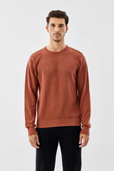 Men's Orange Casual Regular Fit Self-Design Full Sleeves Sweater