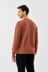 Men's Orange Casual Regular Fit Self-Design Full Sleeves Sweater