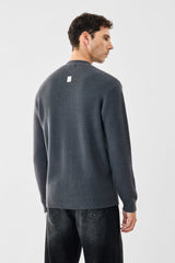 Men's Grey Casual Regular Fit Textured Full Sleeves Cardigan