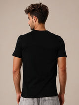 Men's Black Casual Oversized Fit Printed Half Sleeves Tshirt