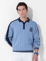 Men's Blue Casual Solid Full Sleeves Tshirt