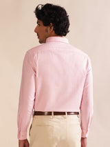 Men's Pink Casual Regular Fit Solid Full Sleeves Shirt