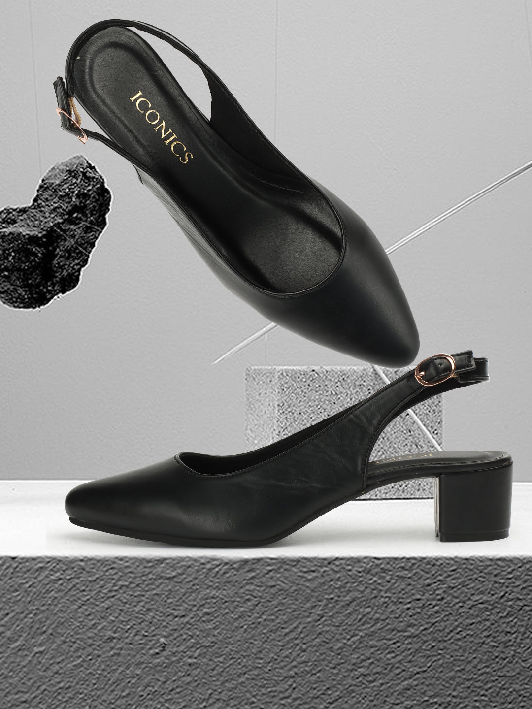 Women's Black Casual Strap Heels