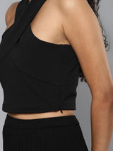 Women's Black Halter Neck Top