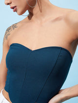 Women's Teal Casual Solid Regular Fit Sleeveless Top