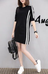Women's Black Side Stripe Tshirt Dress